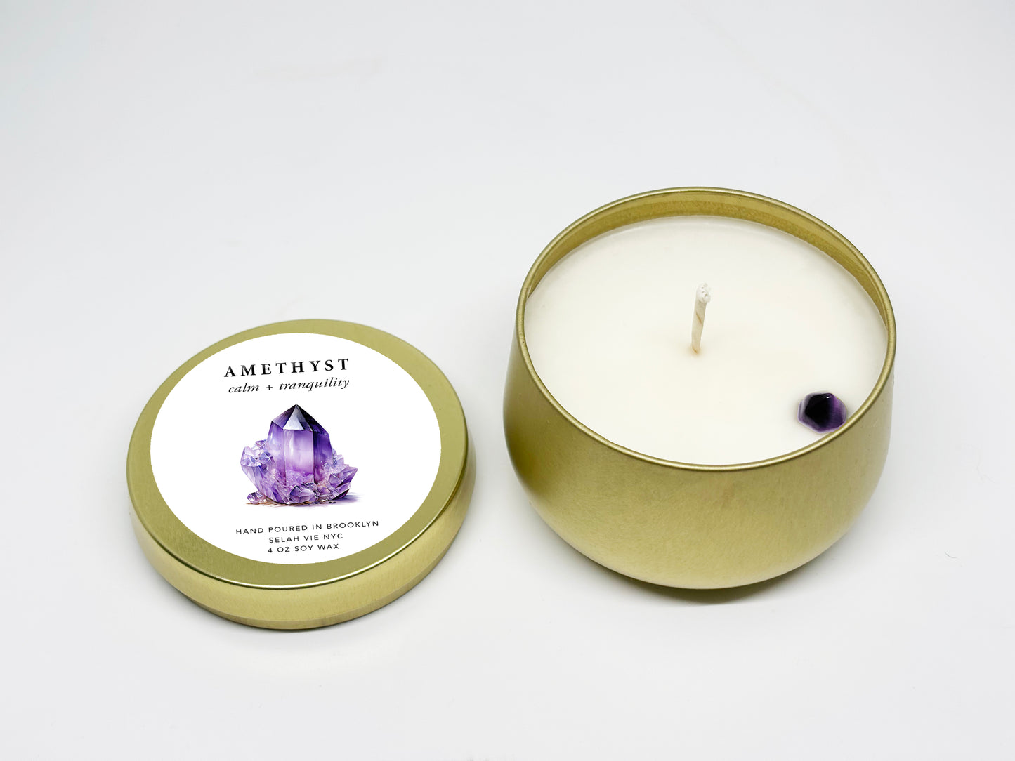 Amethyst Crystal Candle