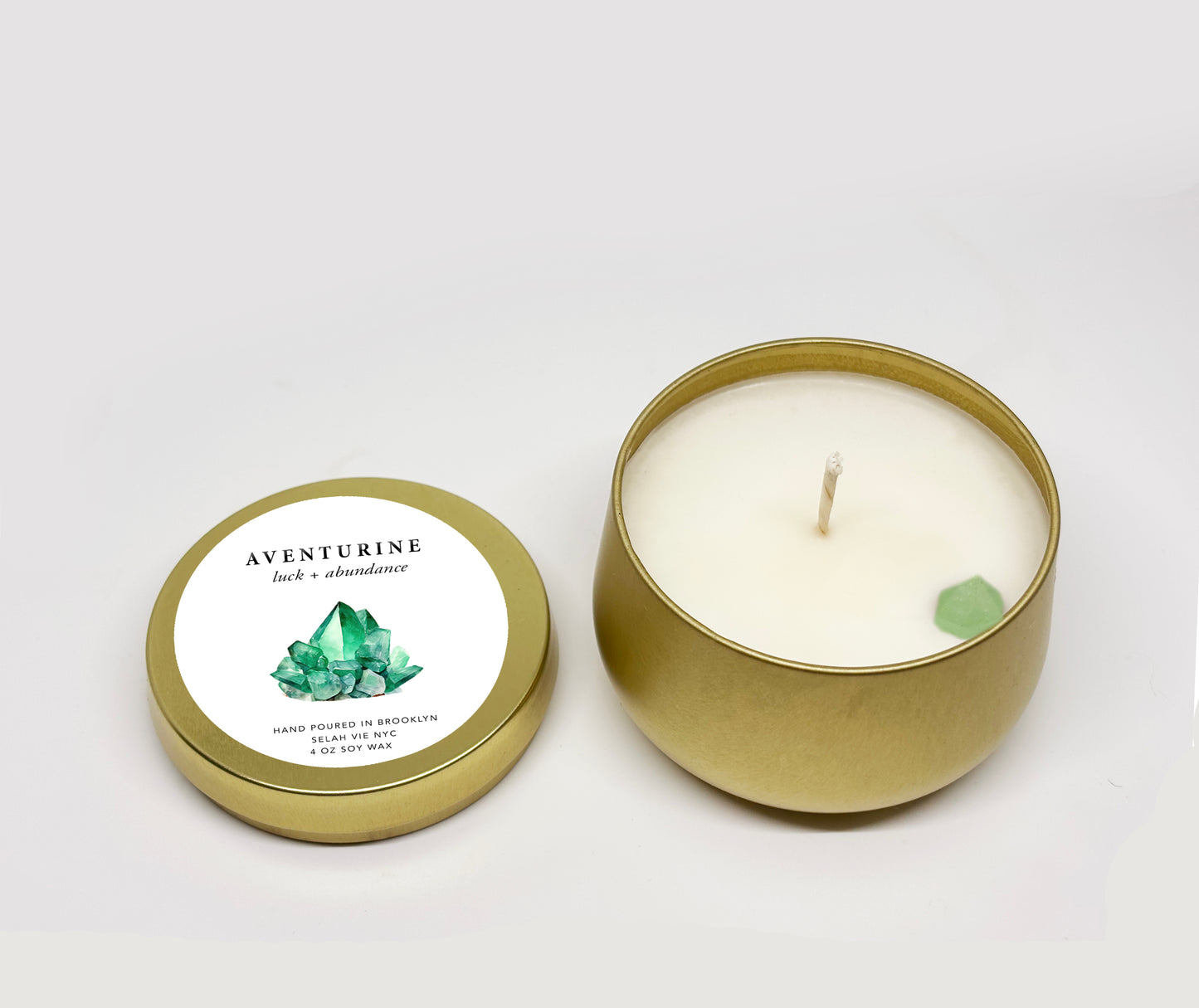Aventurine Crystal Candle