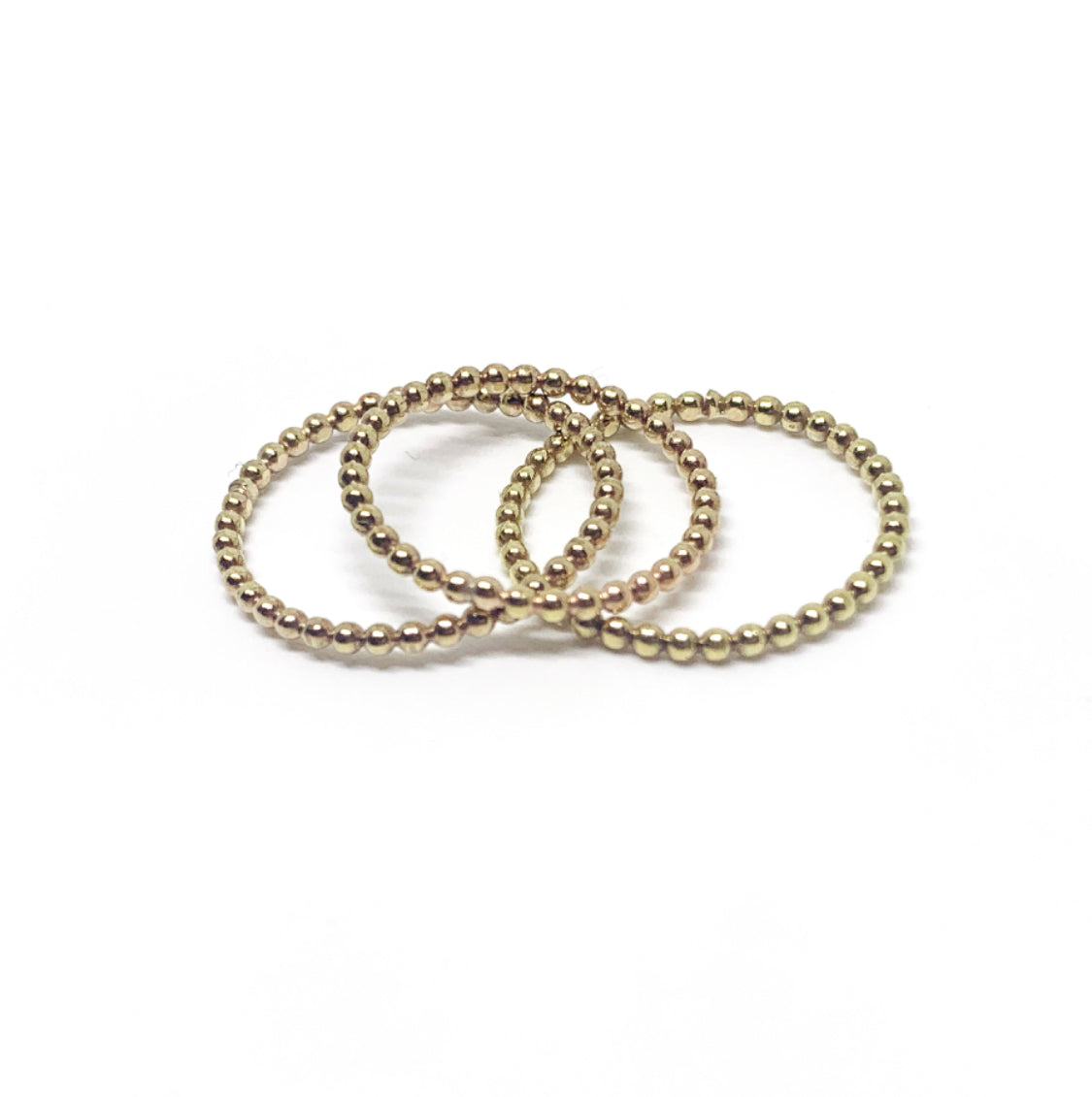 14K Gold Beaded Stack Ring