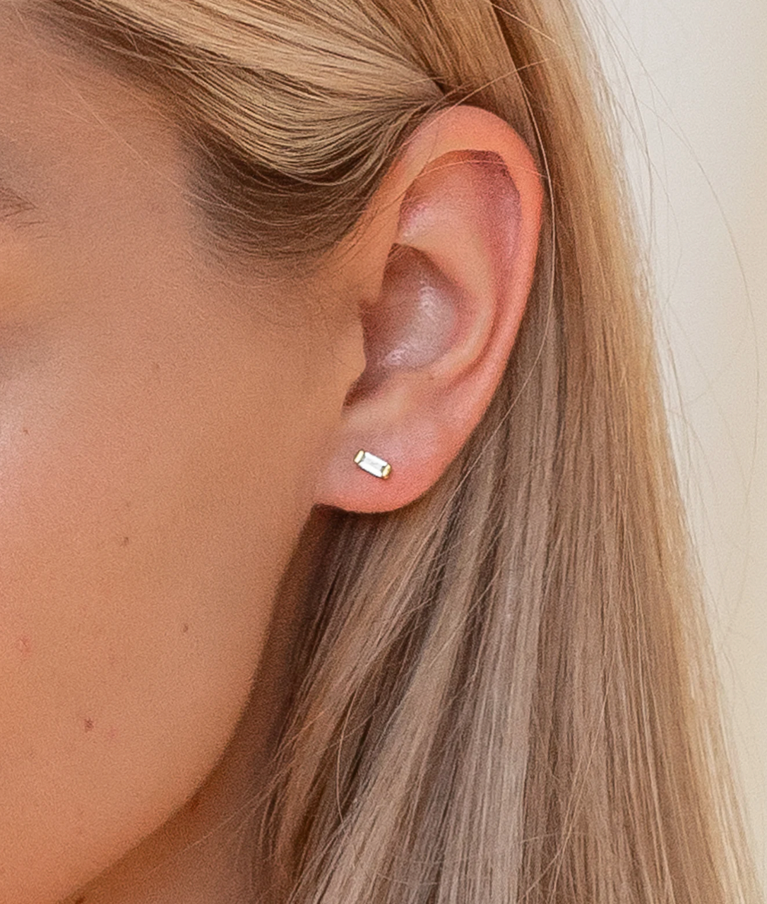 14K Sapphire Baguette Mini Studs
