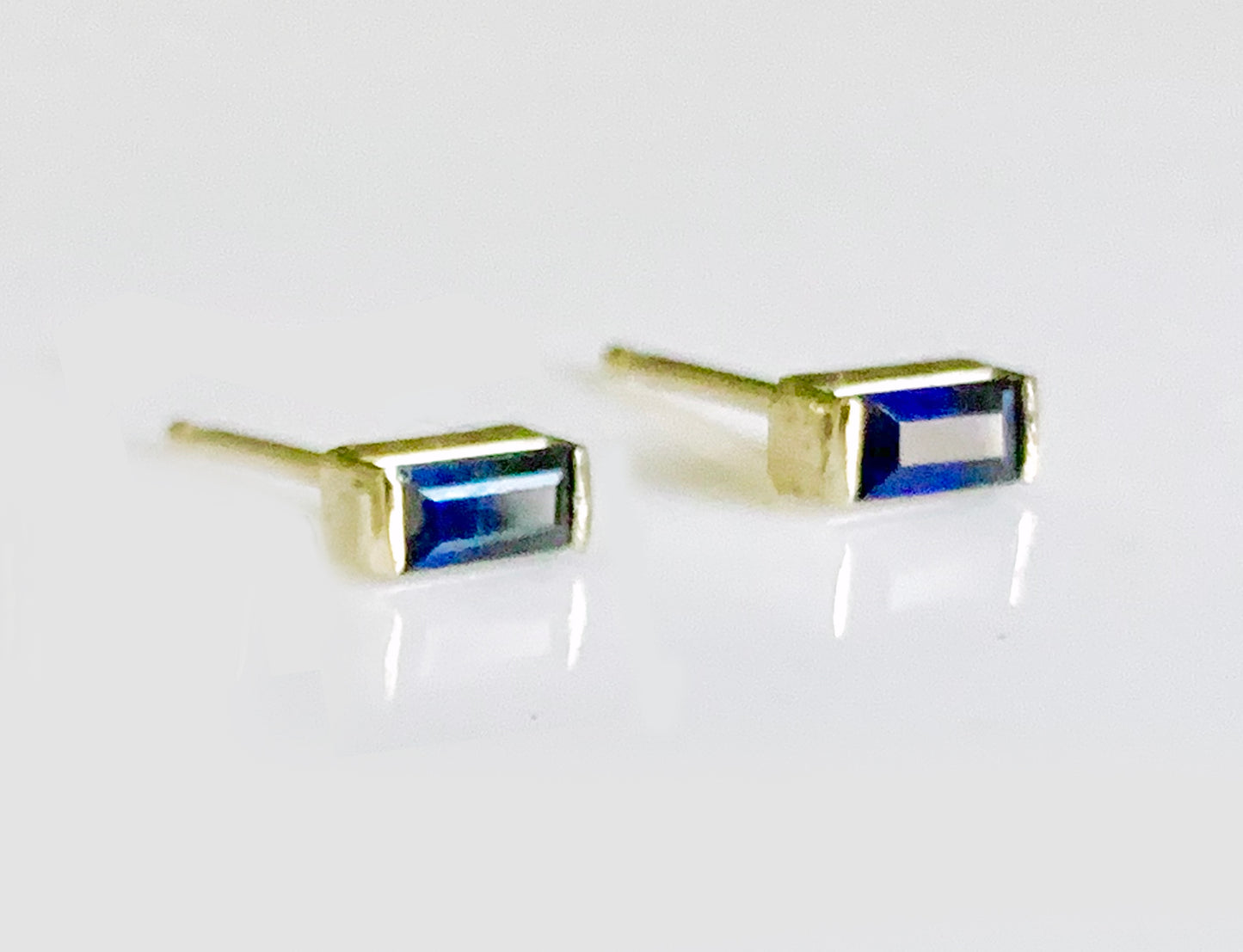 14K Sapphire Baguette Mini Studs