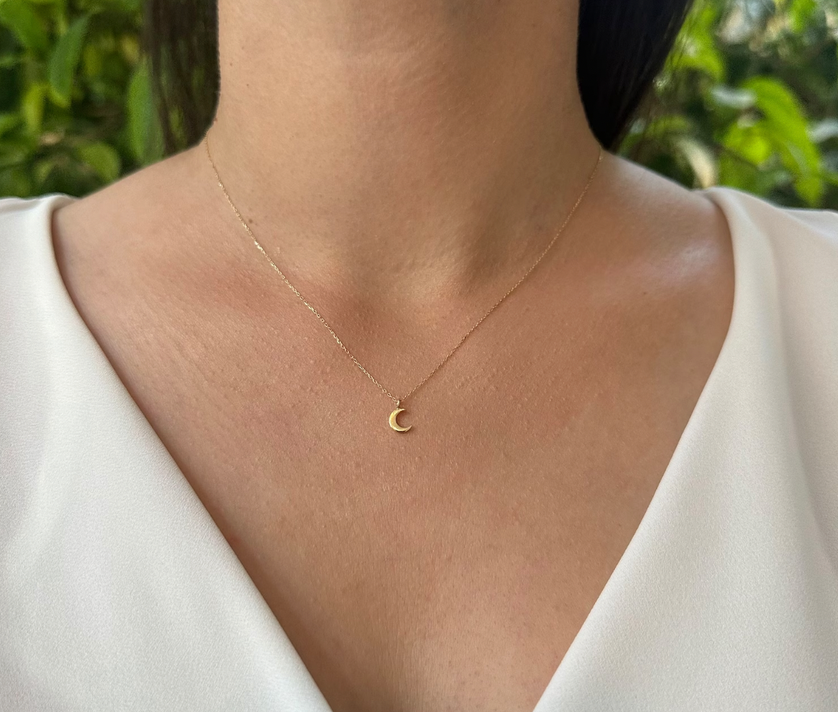 14K Crescent Moon Necklace