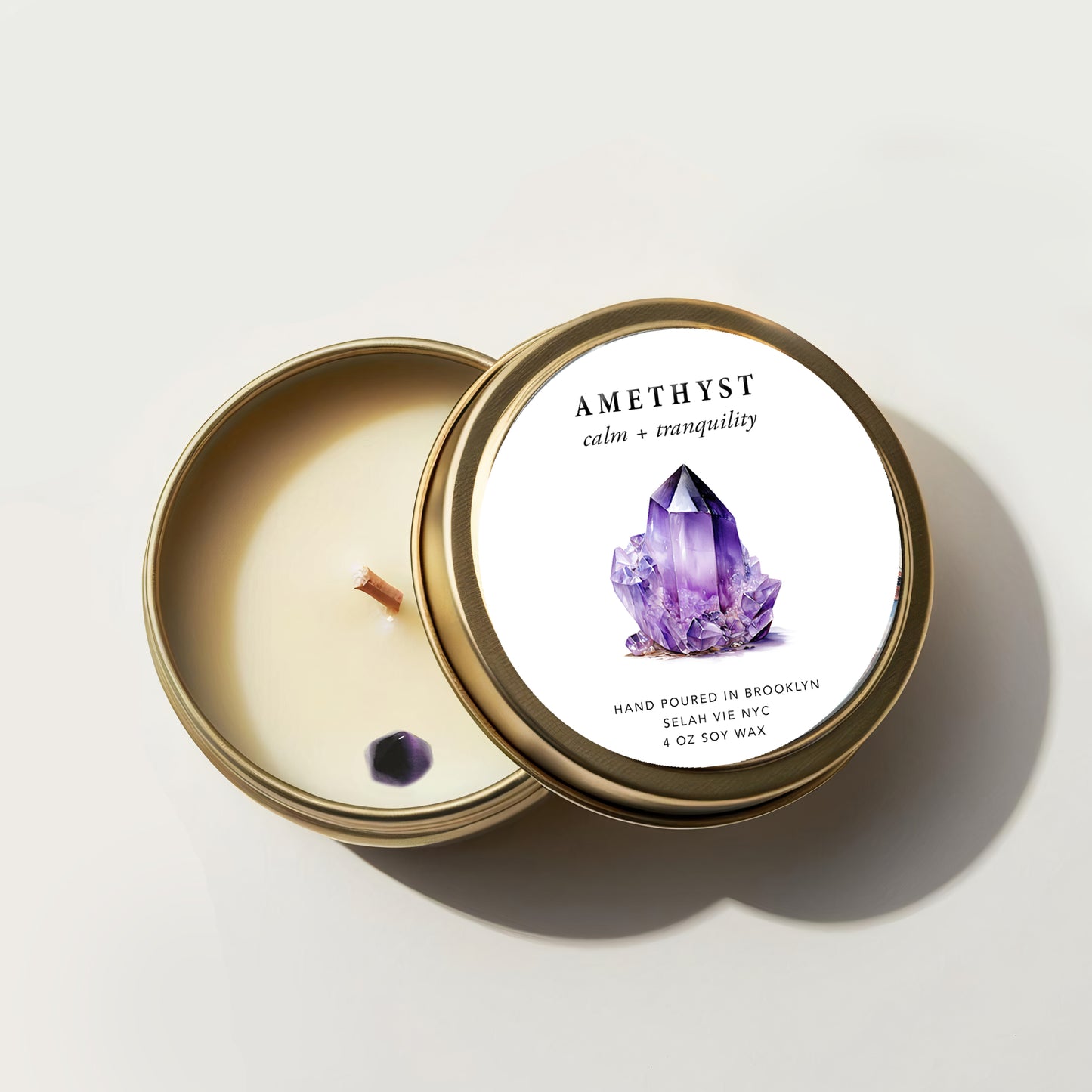 Amethyst Crystal Candle