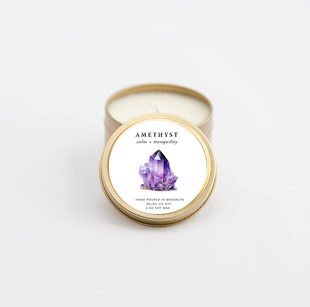 Amethyst Crystal Candle