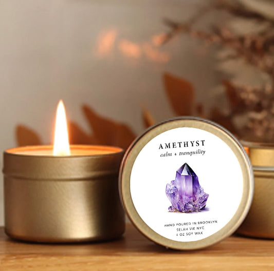 Amethyst Crystal Candle