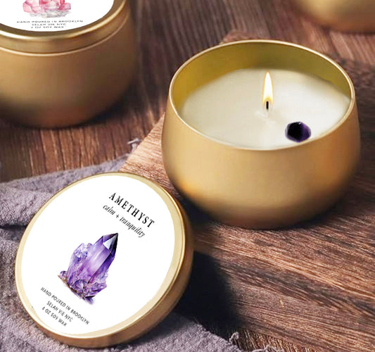 Amethyst Crystal Candle