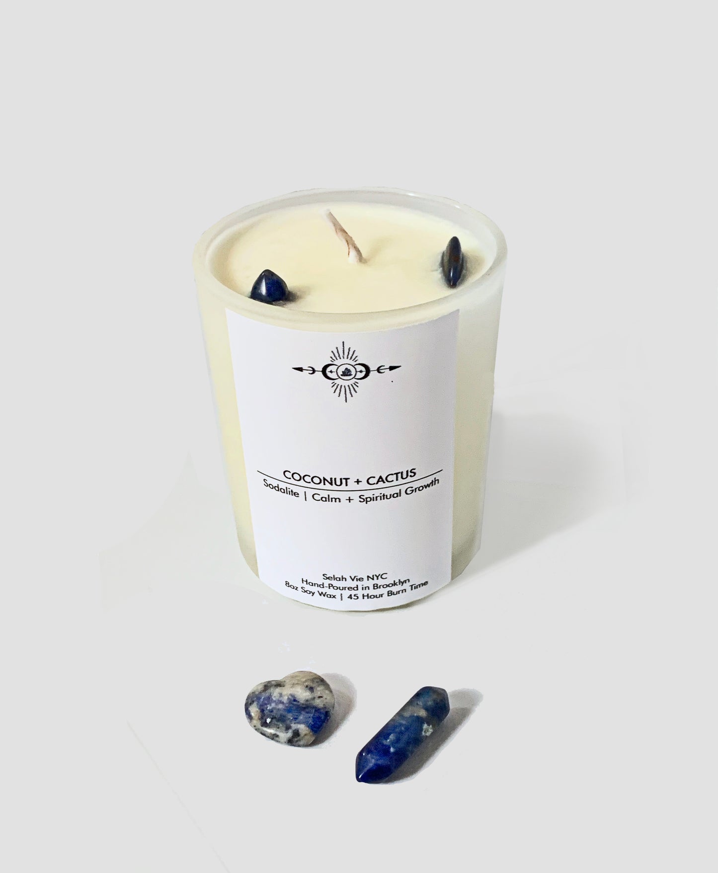 Coconut and Cactus Sodalite Crystal Candle