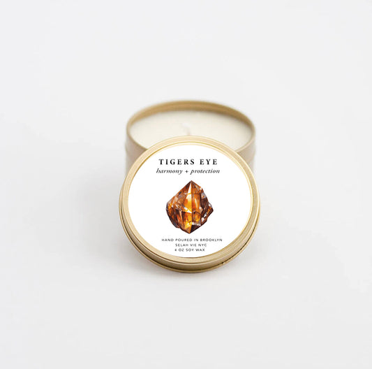 Tigers Eye Crystal Candle