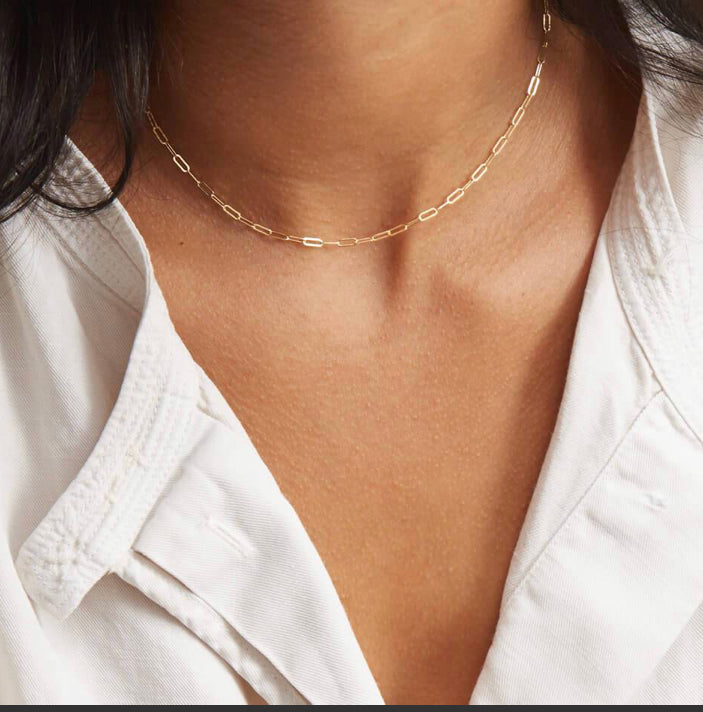 MONOOC Paperclip Chain Necklace for Women, 14K Gold Plated Dainty Chain  Link Choker Necklace Chunky Thick Oval Paper Clip Necklace Bracelet Set,  Gold Rectangle Link Chain Necklaces Bracelets for Her: Buy Online
