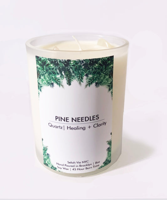 Pine Needles Crystal Candle