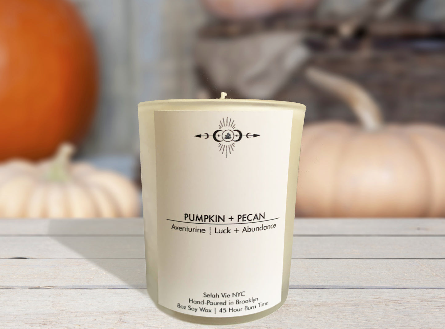Pumpkin and Pecan Aventurine Crystal Candle